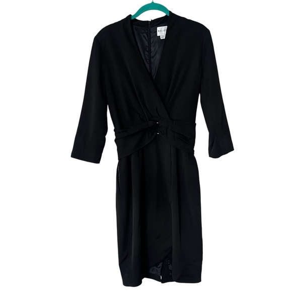 Vintage Reiss Black Y2K Style Cocktail Faux Wrap Dress size 6 - Picture 1 of 15